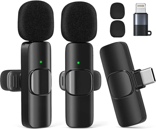 Wireless Lavalier Microphone for Iphone/Android/Ipad/Laptop, Mini Microphone, Microphone for Type-C Phone, Wireless Microphones, Microphone for Video Recording, Youtube, Vlog, Tiktok, Interview